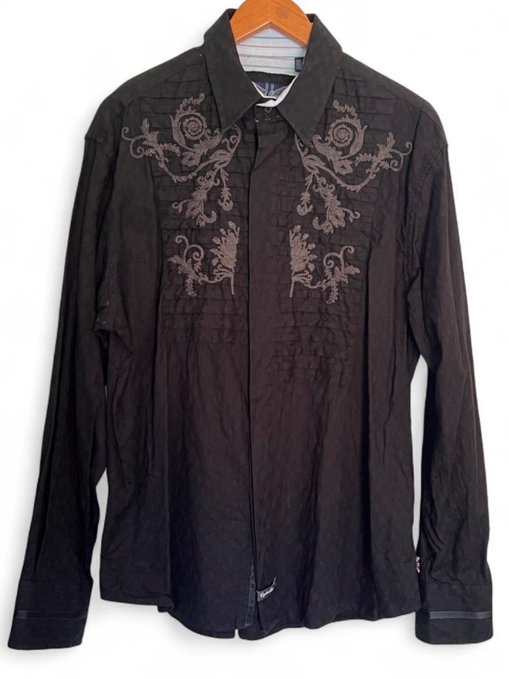 English Laundry Mens Shirt XL Button UpBlack EmbroideredChristopher Wicks